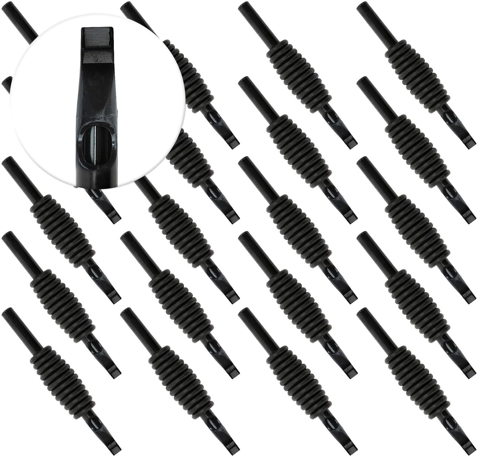 20 pcs. 13 Flat Disposable Tattoo Tubes with Tips & 1 in. Gel Grips - 13FT