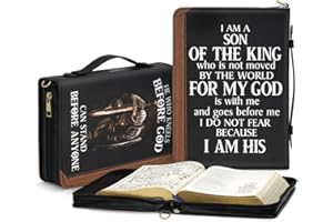 JESUSPIRIT Jeuspirit Bible Covers - Leather Bible Organizer Case - Bible Book Carrier Bag With Zipper - Christian Gifts For Women - Bible Holder Bag, Bible Carrying Case Large Size (Son Of The King)