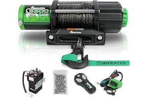 STIMULATER 5500LB ATV/UTV Winch,12V Electric Winch,Winch with 1/4'' x 50' Synthetic Rope,with Wireless Remote and Wired Switch,with Hawse Fairlead&Hook,IP67 Waterproof,Suitable for Most ATVs and UTVs