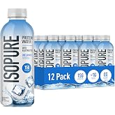 Isopure Clear Protein Water with Electrolytes, 15g Whey Protein Isolate, Zero Sugar, Unflavored, 20 fl oz Bottles, 12-Pack
