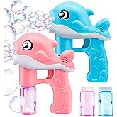 JOYIN 2 Bubble Guns Kit, Whale Automatic Bubble Maker Blower Machine with 4 Solutions for Kids, Summer Toy, Birthday, Outdoor & Indoor Activity, Easter, Valentine Party Favors