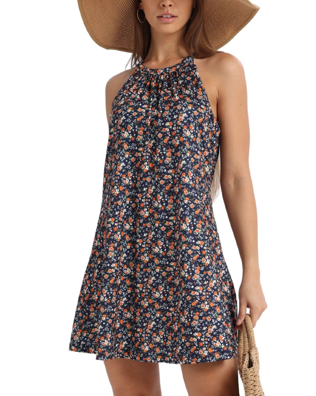 ANYFITTING Short Summer Dresses Casual Flowy Built in Bra Sun Dress for Ladies Image