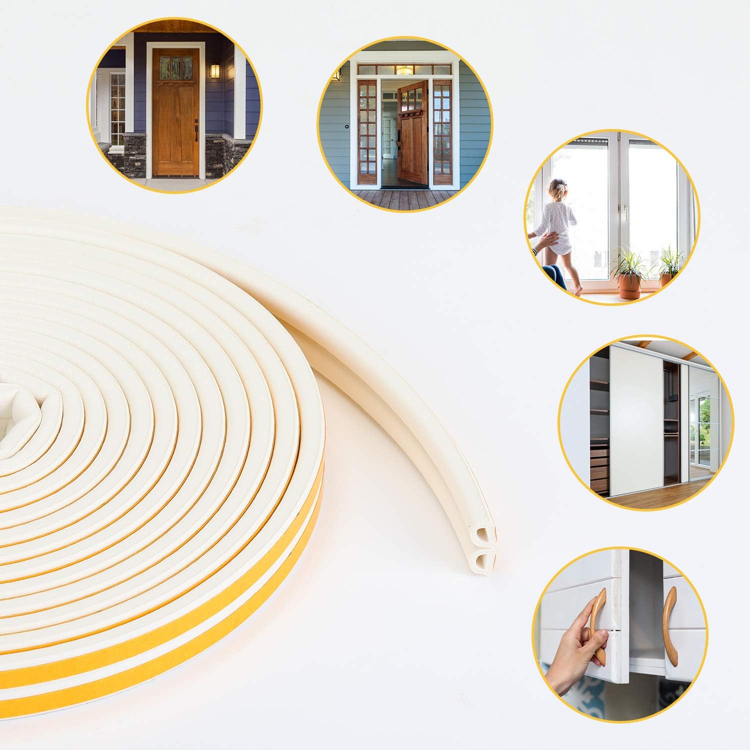 Ferretería KATELUO 20 M Burletes Puertas Tira de Sellado,Tira de