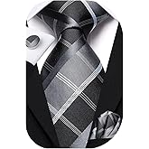 Dubulle Mens Paisley Striped Tie and Handkerchief Cufflinks Tie Set for Men Wedding Business Formal