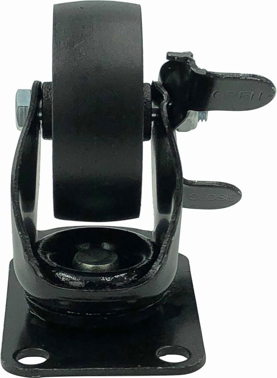 FactorDuty 4 All Black Metal Swivel Plate Caster Wheels w/Brake Lock Heavy Duty High-Gauge Steel (3" Combo): Industrial & Scientific