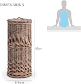 Woodluv Hand Woven Rustic Wicker Toilet Paper Holder Stand Storage Natural view 6