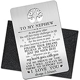 Mhfpl To My Nephew I Love You Wallet Card, Engraved Metal Wallet Insert Card from Aunt or Uncle, Nephew Gift with Inspirational Quotes, coming of age Graduation Christmas Wedding Birthday Gifts