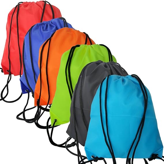 6 Pack Drawstring Backpack Bags 420D polyester fabric