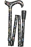 Classic CanesDerby Folding Walking Stick - Black Floral