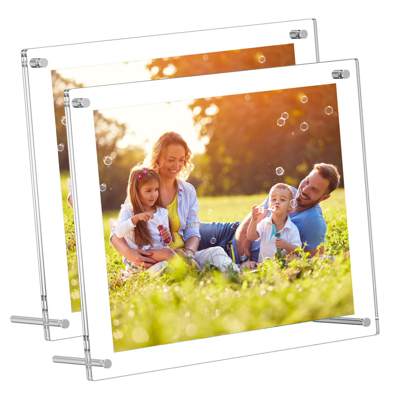 Photo 1 of 2 Pack Clear Acrylic Photo Frames 4x6 Inches – DIY Horizontal/Vertical Display