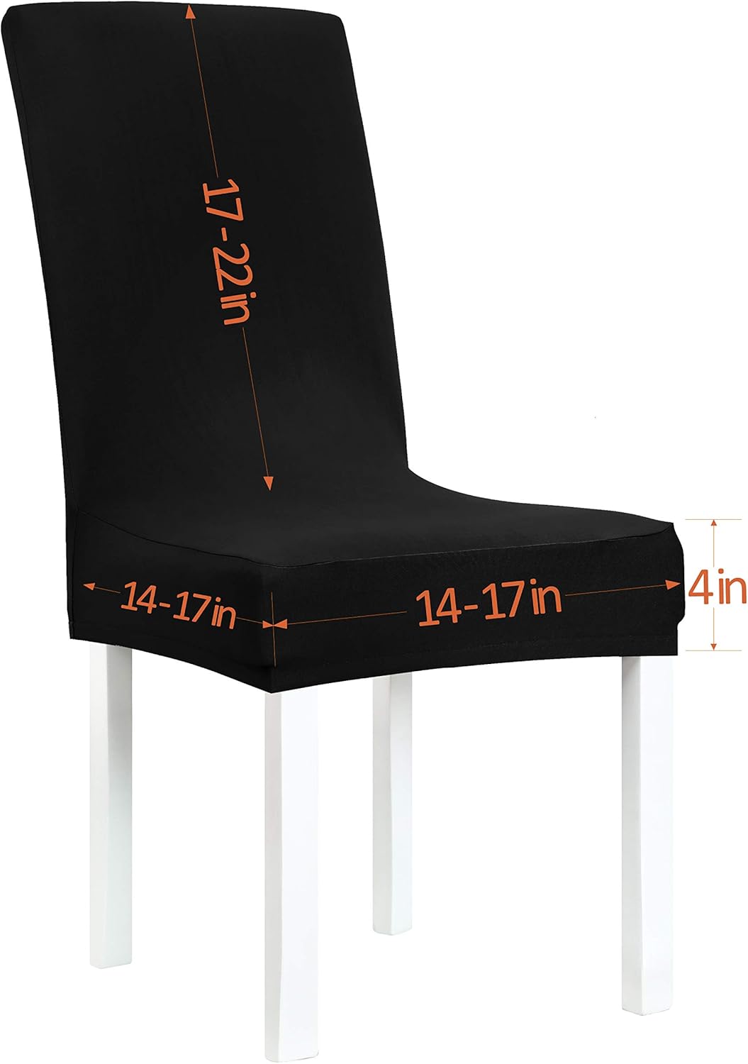Obstal Black Stretch Spandex Dining Room Chair Covers – Set of 4 Universal Removable Washable Chair Seat Slipcovers Protector for Kitchen, Ceremony, Wedding, Banquet, Hotel and Party: Kitchen & Dining