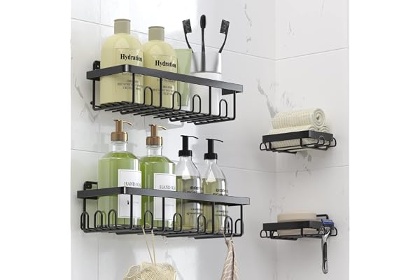 Meafuly Shower Caddy Shelf Organizer Rack - Stainless Steel with Hooks Bathroom Cabinet Organizer Shelf Space Saving and Easy