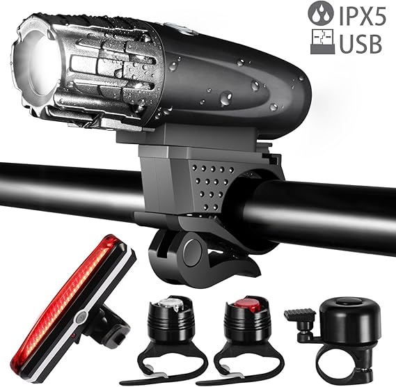 Yomao USB Rechargeable Bike Light Set LED Tail Light, Powerful Lumens