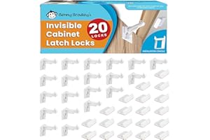 Benny Bradley's Invisible Baby Proofing Cabinet Latch Locks (20 Pack) - No Drilling or Tools Required for Installation, Works with Most Cabinets and Drawers, Works with Countertop Overhangs