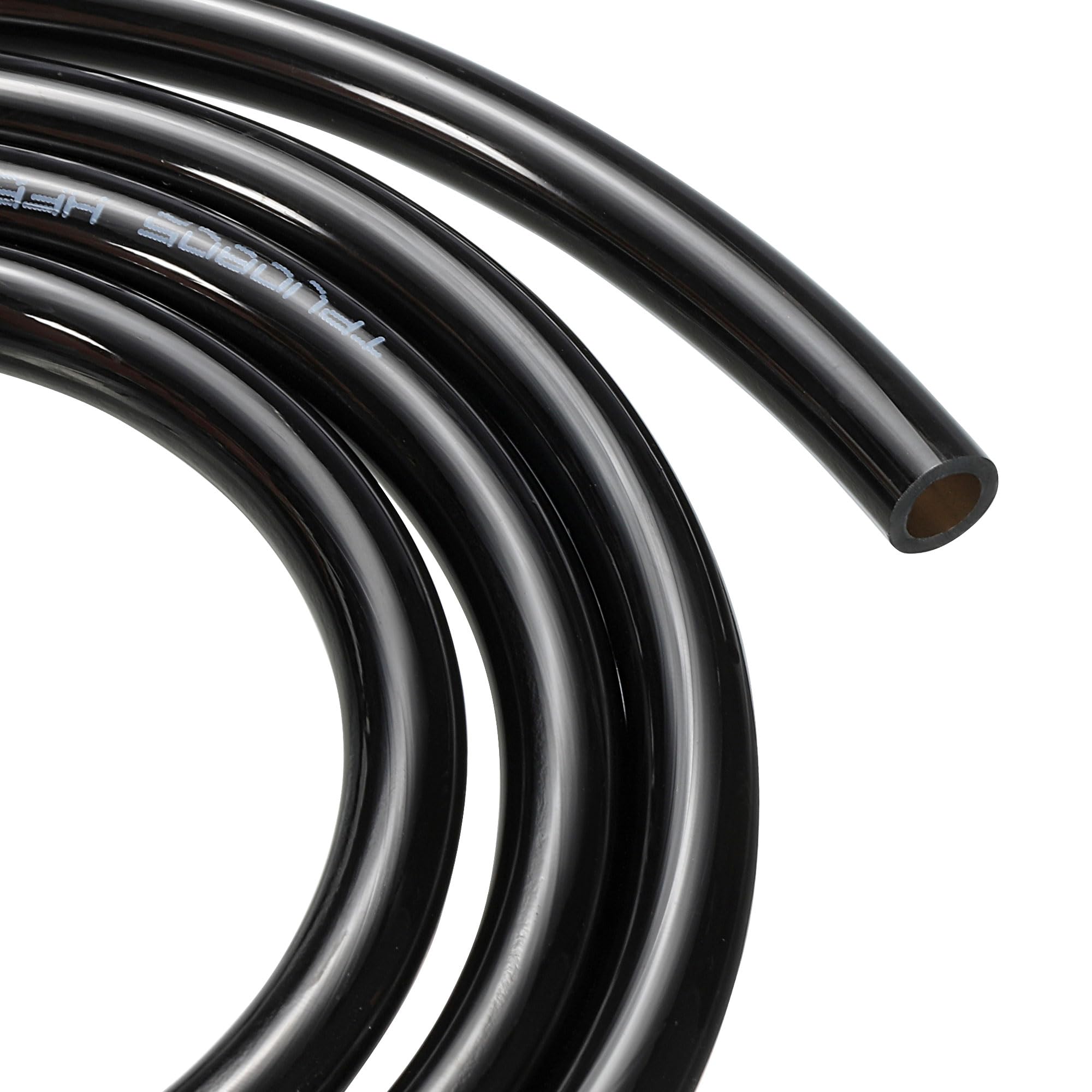 Rebower Pneumatic Air Tubing PU Polyurethane Tube, [for Air Compressor Fluid Transfer Air Conditioning] - 3/16" x 5/16" / 6.6ft / Black