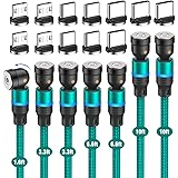 FACROO Magnetic Charging Cable[7-Pack, 1.6ft+3.3ft+3.3ft+6.6ft+6.6ft+10ft+10ft], 540° Rotation Magnetic Cable, 3 in 1 Nylon B