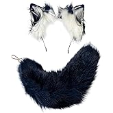 Cat Fox Wolf Ears and Tail Set - Cosplay Clips Headband and Tail for Halloween, Costume Accessories,Animal Party