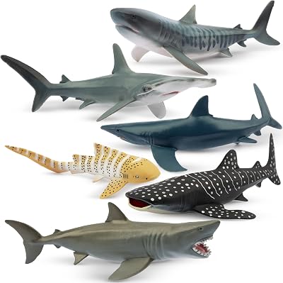 toymany 6PCS 12-14CM Realistic Shark Bath Toy Figurines Sea Animals Set Kids