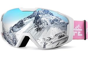 FEISEDY Ski Goggles, OTG Snow Sport Goggles for Adult Youth, Anti-Fog UV400 Protection Bendable Dual-Lenses B2961