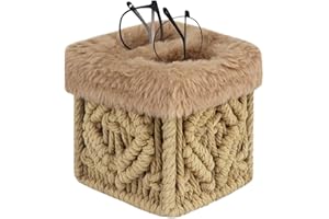 OPULANE 2 in 1 Glasses Holder Stand, Anti-scratch Plush Lined Eyeglass Holder Stand, Eye-glass Storage Organizer Case for Nightstand, Office Desk, Table, Brown