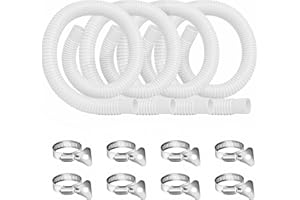 Homyplaza Replacement Pool Hoses for Above Ground Pools, 4 Pack, 1-1/4" Diameter x 59" Length, Includes 8 Metal Clamps, Compatible with Intex Pool Filter Pump 607, 637