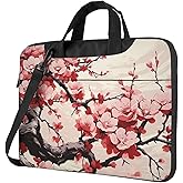 Laptop Bag Men Women Japanese Floral Cherry Blossom Laptop Shoulder Bag with Strap and Handle Light Computer Briefcase