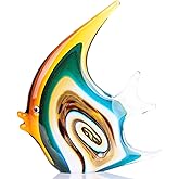 XMGZQ Hand Blown Yellow Glass Fish Figurines for Home Decor Accent,Sea Glass Art Paperweights,Tropical Fish Collectables Ornaments,Sea Animal Sculptures for Coastal Beach Room Decor,Coffee Table