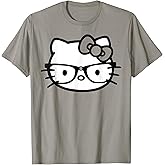 Hello Kitty Black and White Nerd Glasses Short Sleeve T-Shirt