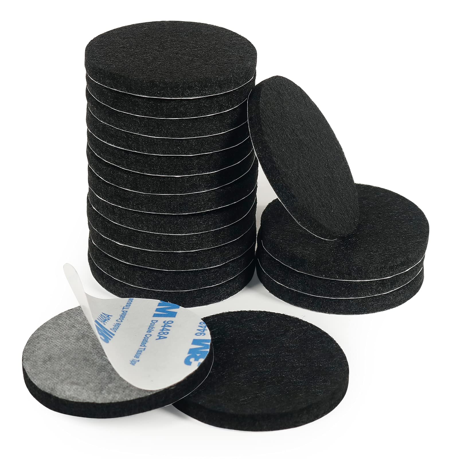 Furniture Pads Floor Protector,18 PCS 50mm Felt Chair Feet Pads 5mm Thick Sliders to Protect Your Wood Floors(Black) — image 1