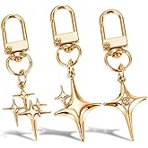 Mabor 3 Pcs Vintage Star Keychain Y2k Silver Star Keyring for Handbag Backpack Goth Keychain Key Ring Charm