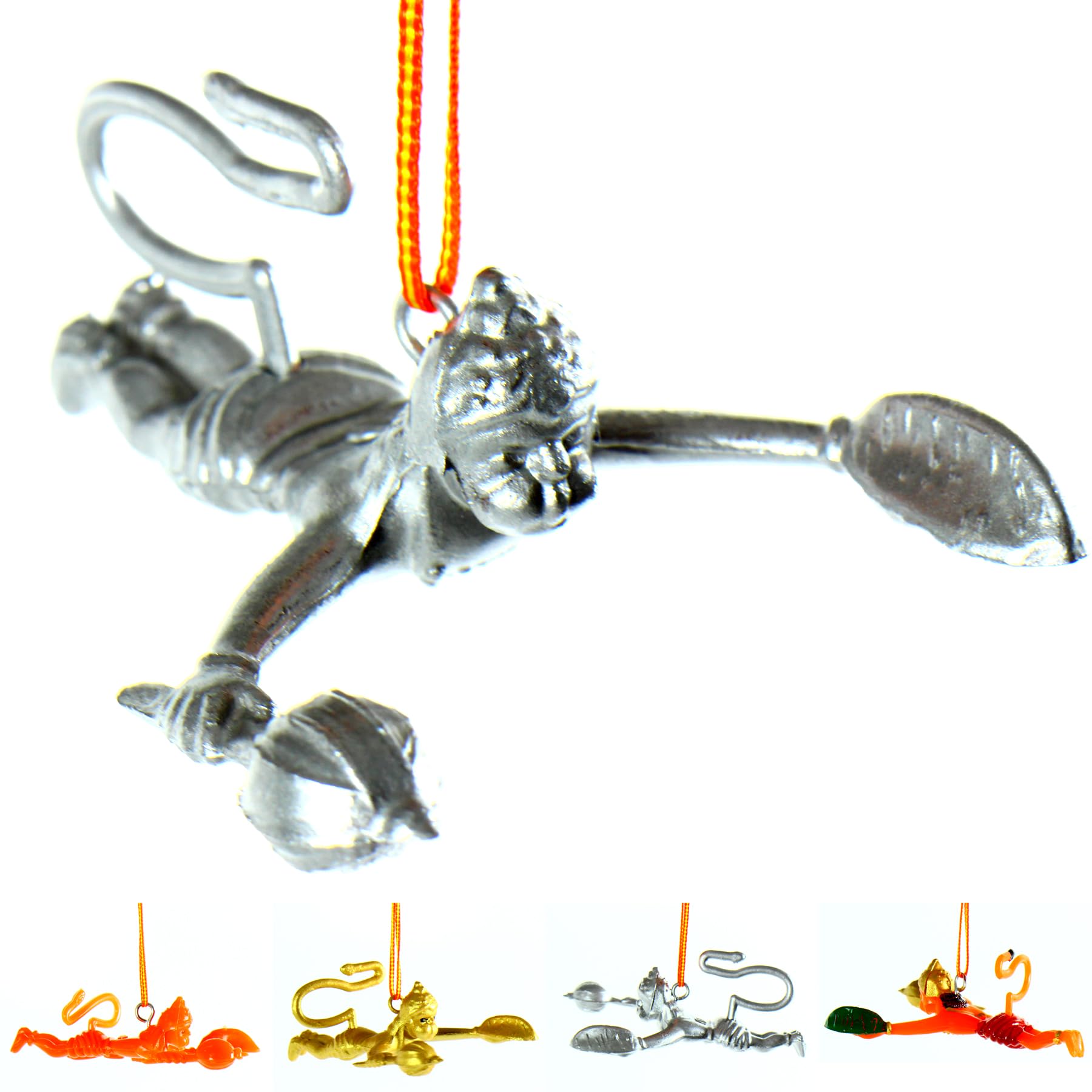 Photo 1 of Yogic Mantra Flying Hanuman Ji for Car | Hand-Painted Silver Hanging Hanuman Idol | Classic Wall Hanging Bajrangbali Murti for Protection