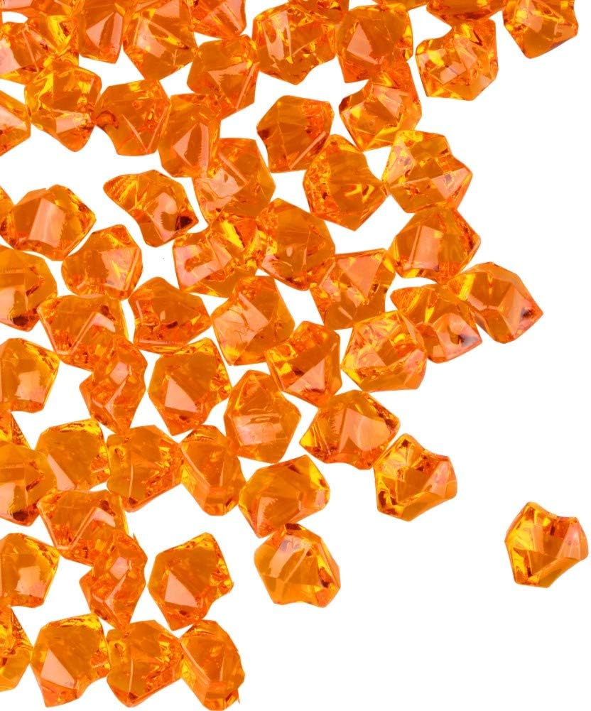 Vase Fillers - PMLAND Acrylic Ice Rocks Crystals Gems ~550 Pcs 3 lbs Bulk Bag for Vase Filler Table Scatter Party Wedding Arts Crafts Decoration Display Idea -Orange