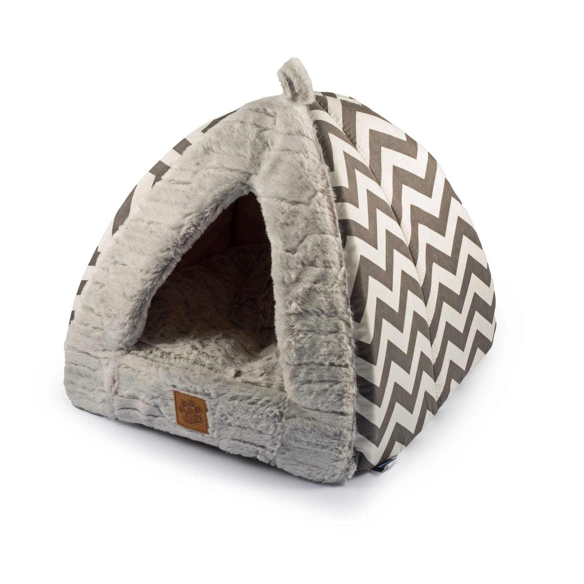 Ancol Plush Cat Pyramid Bed Natural Thick Sides Over Stuffed Base Cushion Non Slip Bottom Kitten Pet Sleeping Place