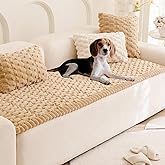 Tiwwie Couch Cover for Dogs Fuzzy Sofa Covers for Pet, Geometric Jacquard Coral Pet-Friendly Washable Non-Slip Sofas Slipcover Cushion Protector Pets Mat Dog Bed Mats