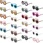 Fiada 24 Pairs Flower Sunglasses Bulk Round Cute Flower Shaped Glasses Groovy Sunglasses Beach Eyewear Party Favors