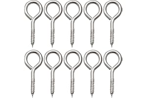 WANBAO 30 Pcs 2 inch Small Screw Eyes Metal Screw Hooks Ring Screws Fasteners Hardware Tools Silver.