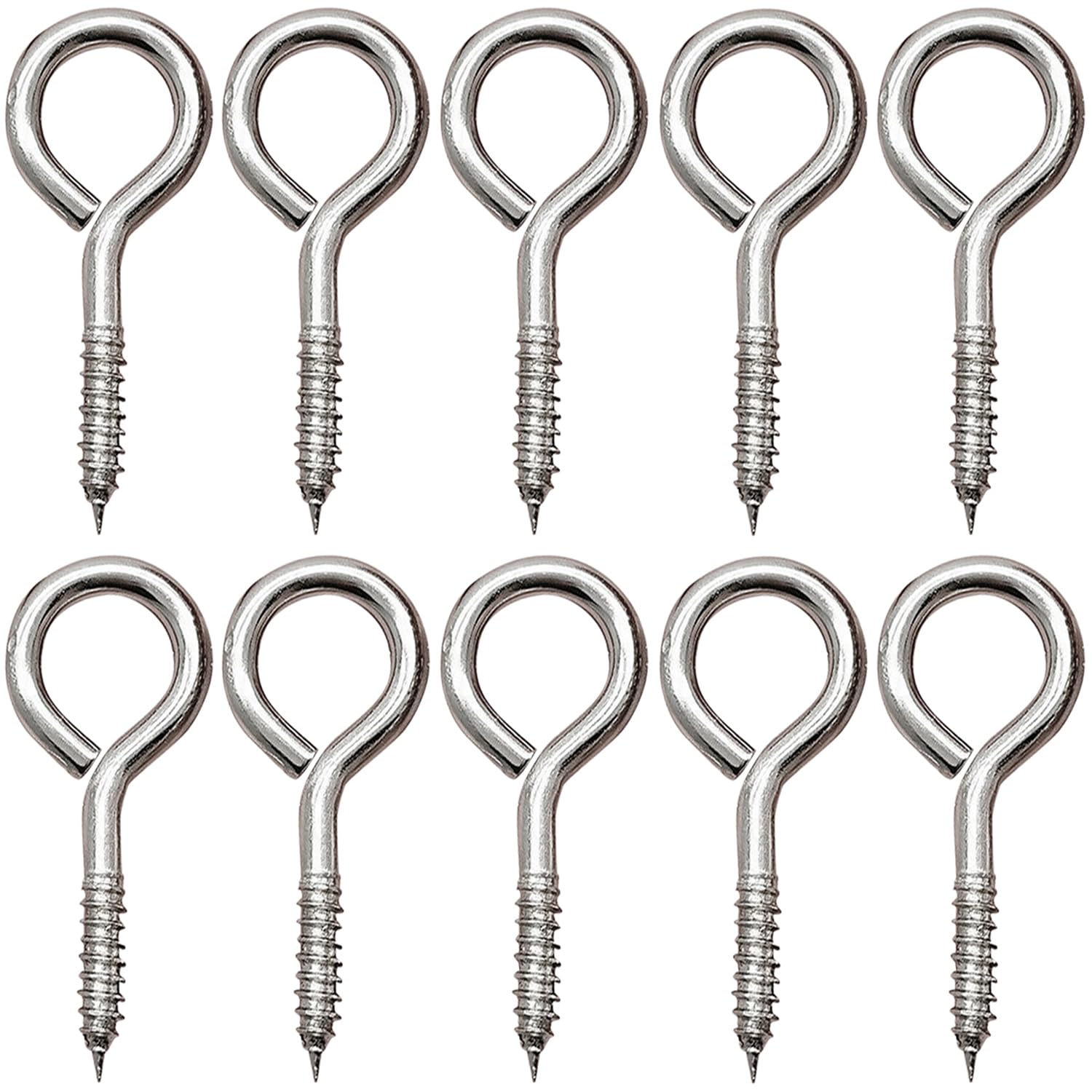 Photo 1 of WANBAO 30 Pcs 2 inch Small Screw Eyes Metal Screw Hooks Ring Screws Fasteners Hardware Tools Silver.