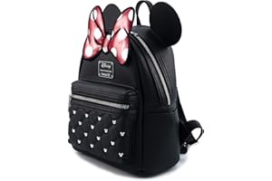 Loungefly Disney Minnie Mouse Bow Faux Leather Womens Double Strap Shoulder Bag Purse