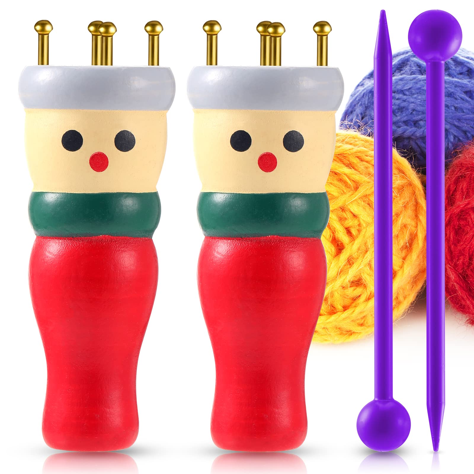 teng hong hui 2 Pack French Knitting Dolly Kit,Wooden French Knitting Doll Kids Knitting Starter Kit, for Making Bracelets, Necklaces, Decorations, Craft Starter Kit (1)