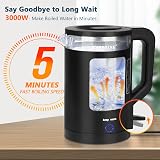 Gaberlee Electric Kettle 1.7L Glass Fast Boil Auto Shut-Off Blue LED view 3