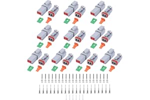 CEDOLIO 86 PCS Deutsch DT Grey 2 Pin Connectors 10 Set, Waterproof Electrical Wire Connector with Stamped Contacts and Seal Plug for Truck, Off-Road Vehicles, Construction, Marine, Motorcycle Wiring