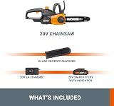WORX 20V WG322E.1 Cordless Chainsaw 25cm Auto-Tension Lubrication 10" Bar view 6