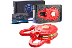 AyA Gear Multi-Function Premium Snatch Blocks 66,000 lbs (30Ton) Break Strength | Heave Duty Vehicle Recovery Gear, for Steel Wire Cable or Synthetic Rope and Soft Shackles(Red)