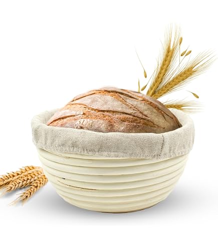 Sourdough Proofing Baskets Set - 2 Round 9" Banneton Baskets With Liners, Rattan Bread Rising Bowls - View #2