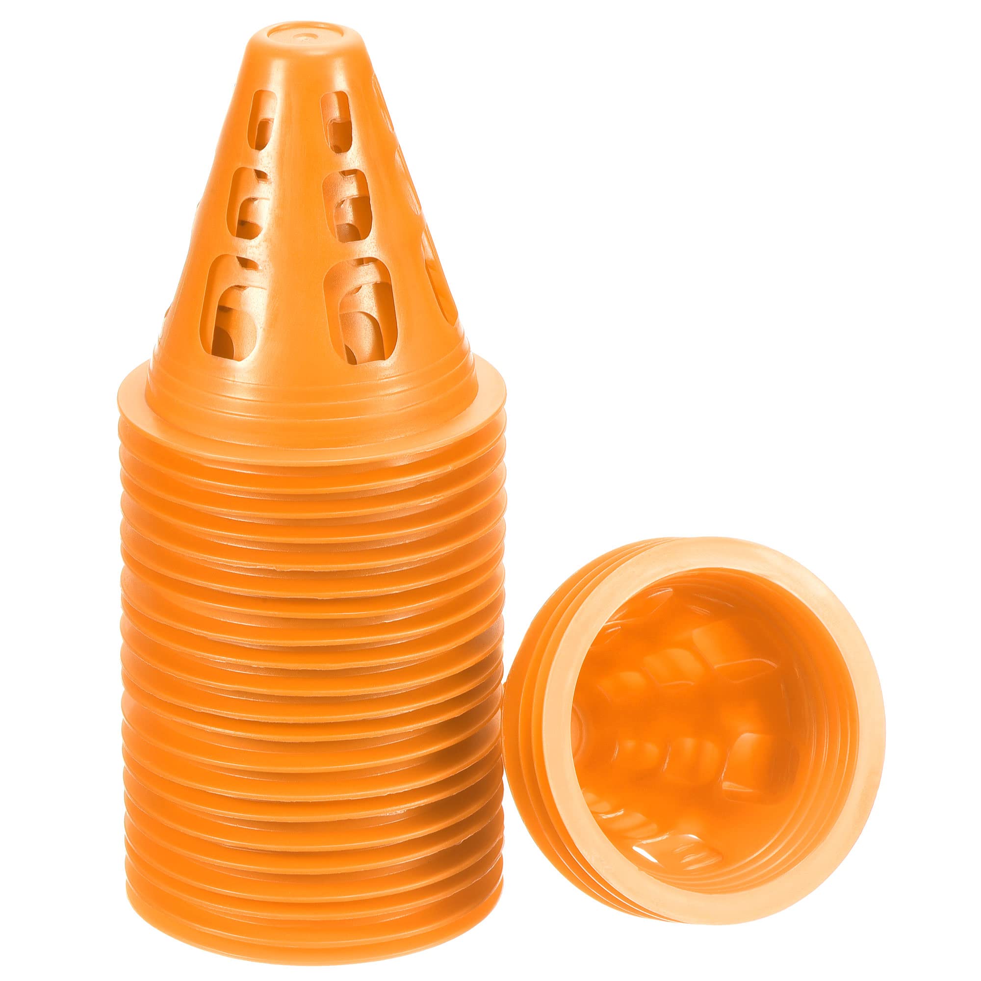 PATIKIL Agility Cones, 50 Pack Sports Cones Training Marker with Square Holes for Football Roller Skating Outdoor Activity, Orange
