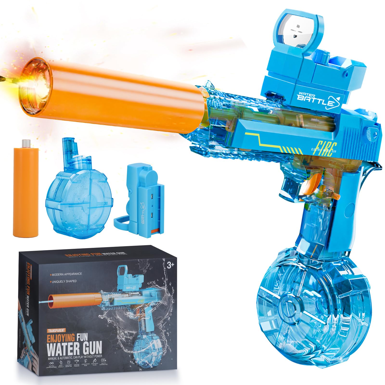 YOTOY Water Gun Toy for 3-8 Year Old Kids: Electric Water Gun Blaster Automatic Watergun Summer Gifts for Age 3 4 5 6 7 8 Years Old Boys Birthday Presents Outdoor Beach Pool Party Water Games Play