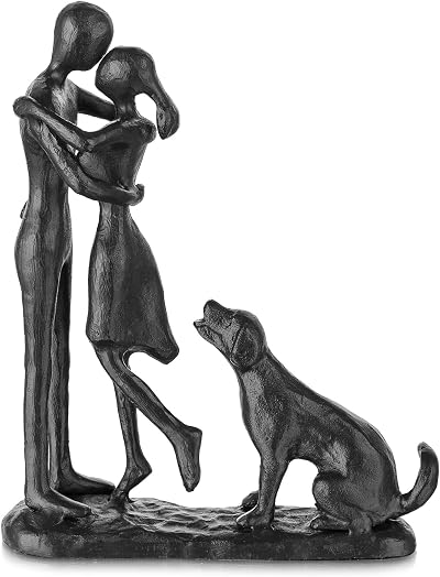 Sziqiqi 6th Wedding Iron Anniversary Couple Figurines with Dog