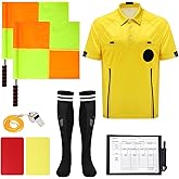 ZhouBoat Soccer Referee Kit, 6 Pcs Soccer Referee Shirt Jersey Umpire Uniform Football Referee Costume for Adult Teenager