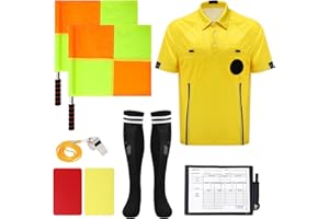 ZhouBoat Soccer Referee Kit, 6 Pcs Soccer Referee Shirt Jersey Umpire Uniform Football Referee Costume for Adult Teenager