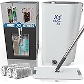 X3 Mop XL, Separates Dirty and Clean Water, 3-Chamber Design, Flat Mop and Bucket Set, Hands Free Home Floor Cleaning, 3 Reus